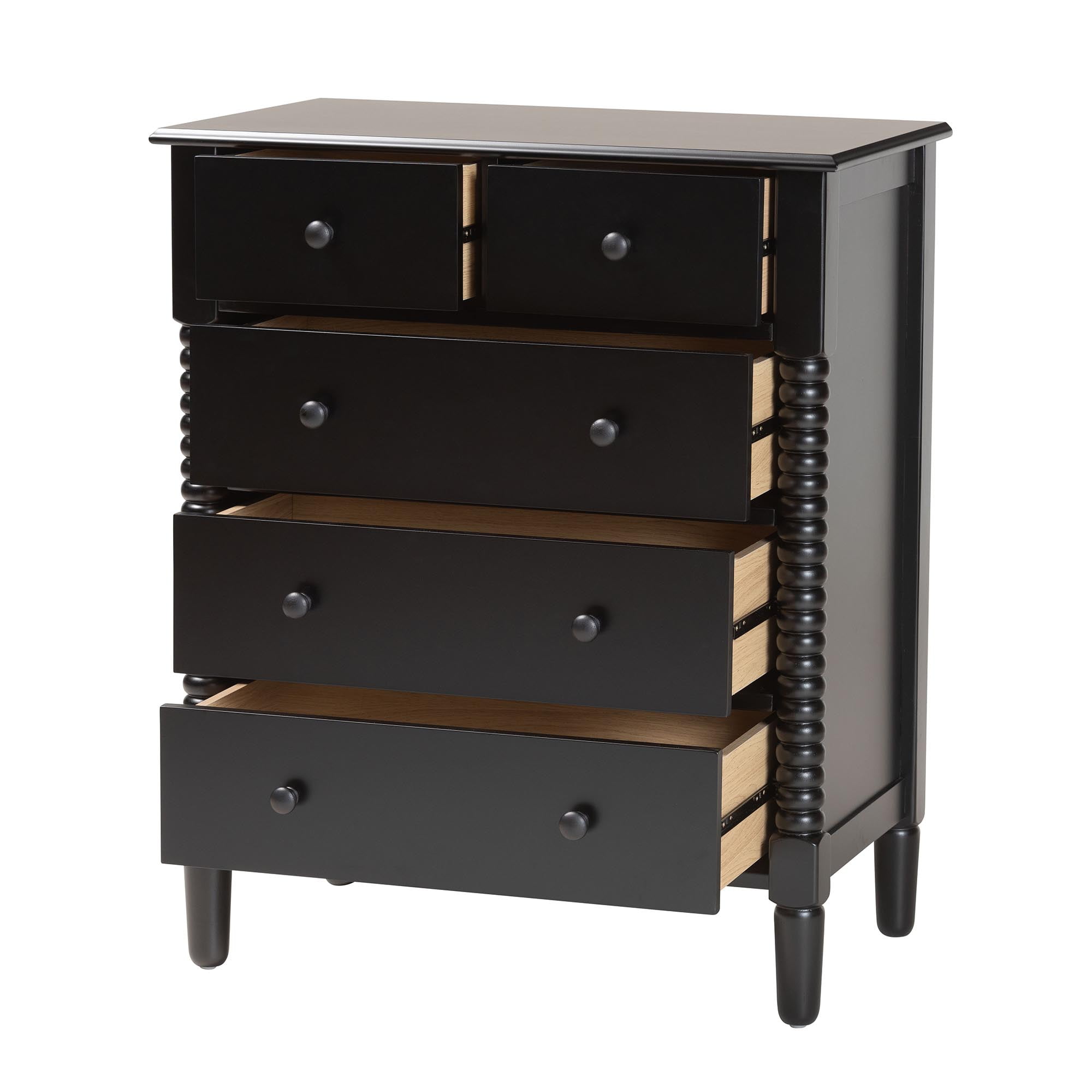 Baxton Studio Braith Farmhouse Chest, 5-Drawer, Black