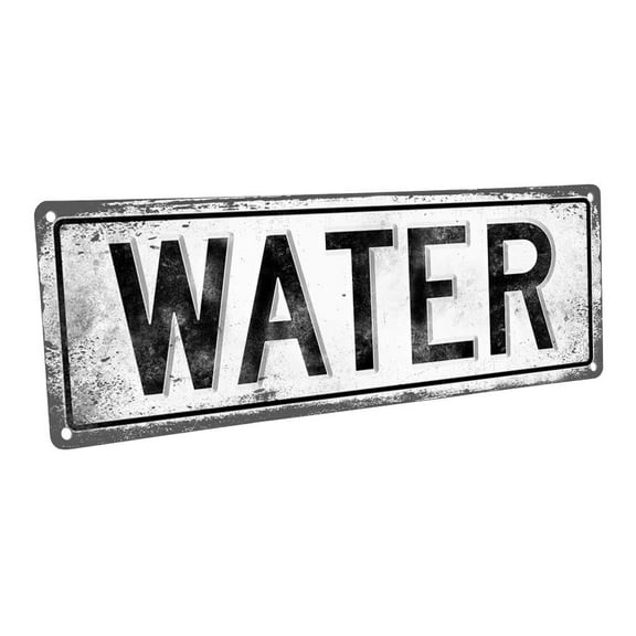 Water 4"x12" Metal Sign, Wall Décor for Kitchen and Dining