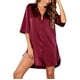 thumbnail image 1 of Pijamas Para Mujer Camisones Moda Media Rodilla Hasta La Rodilla Cuello en V Sólido Media Pantorrilla Camisa Ropa de Dormir, 1 of 7