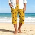 thumbnail image 3 of Mens Swim Trunks Men's Casual Resort Hawaiian Print Drawstring Cropped Capri Pants Summer Beach Swim Trunks with Elastic Waist Quick-Dry Shorts for Vacation Travel Yellow M, 3 of 9