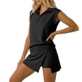 thumbnail image 5 of OJSFQUFP Women Soild Color 2 Pc Skirt Sets Summer Sleeveless Half Zip Sweatshirt Sport Outfits Casual Sweatsuits, 5 of 6