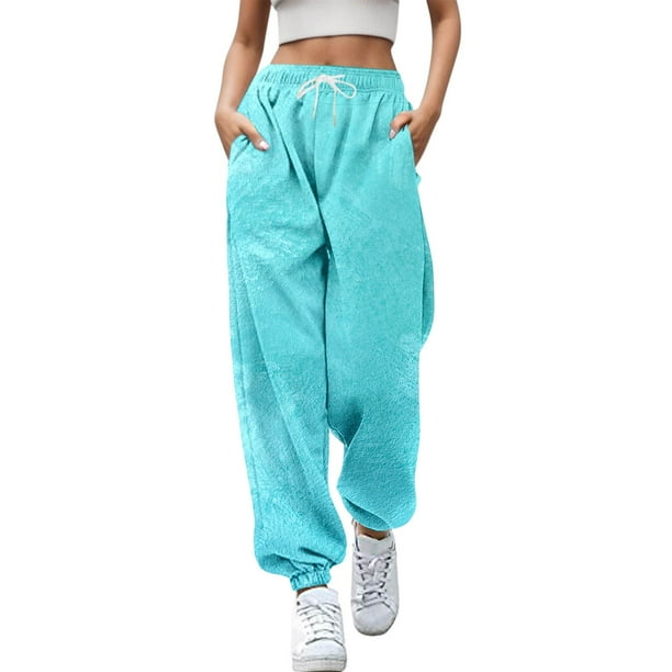 Gibobby Pantalones mujer moda Pantalón deportivo sanitario con cintura con estampado floral y elástico largo para mujer(Azul celeste,G)