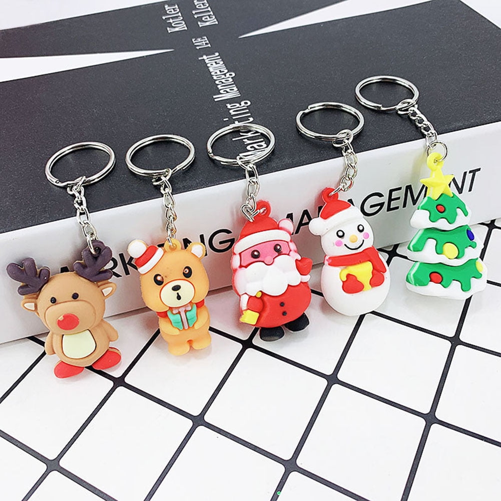 Details about   Cute Silicone Christmas Santa Claus Elk Keychain Key Ring Handbag Pendant XMAS 