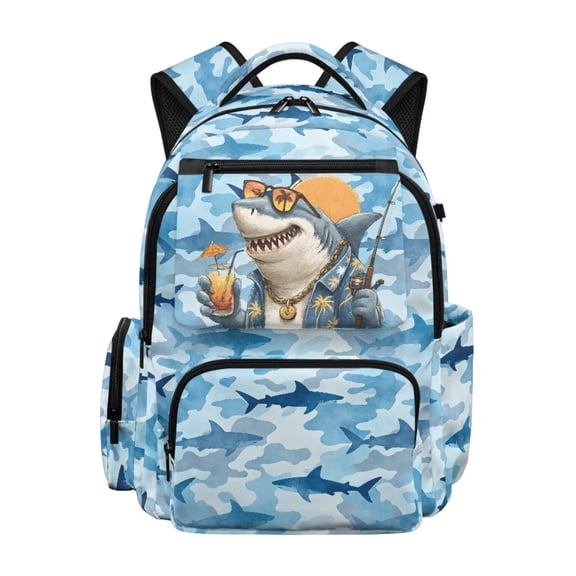 FULALDOLG Shark Backpack for Boys 8-12 Large School Backpack Elementary Middle School Bag Students 17 Inch Bookbag Large Capacity Travel Back Pack