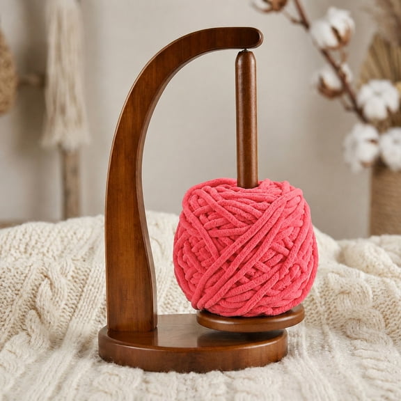 Artowell Yarn Holder with Magnetic Spindle, Wooden Yarn Holder for Crocheting, Yarn Holder Spinner for Knitting, Magnetic Yarn Spinner Stand (Walnut, Standard Size, 1 Pack)