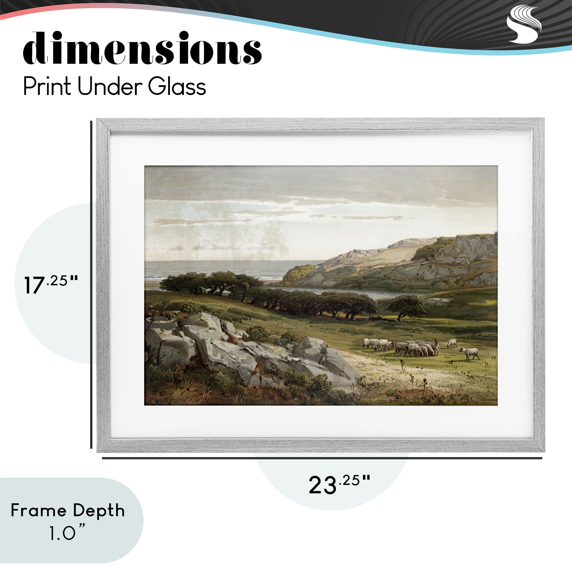 Stupell Industries Sheep in Passionate Landscape Gray Framed Print Under Glass, design by Lula Bijoux & co.