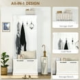 thumbnail image 4 of HOMCOM Hall Tree with Coat Rack, Storage and Sitting Bench, White, 4 of 10