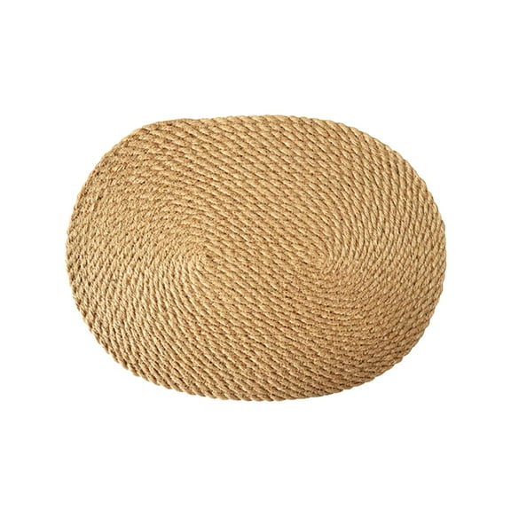 Oval Braided Table Mat - Natural Flax Placemat for Hot Dishes & Teapots (41x30cm, Heat-Resistant)