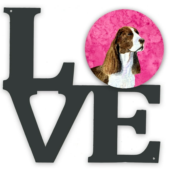 Pink Springer Spaniel Metal Wall Artwork LOVE