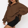 thumbnail image 4 of ‌LYMAYTER Casual Sweatshirt for Women‌‌ Oversized Half Zipper Top Casual Long Sleeve Solid Sweatsuit S-3XL, 4 of 10