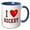 Blue/White, variant on 3drose, I Love Hockey, I Heart Hockey, Love Sports Fan, 3drsmm, 15oz Two-tone Red Mug
