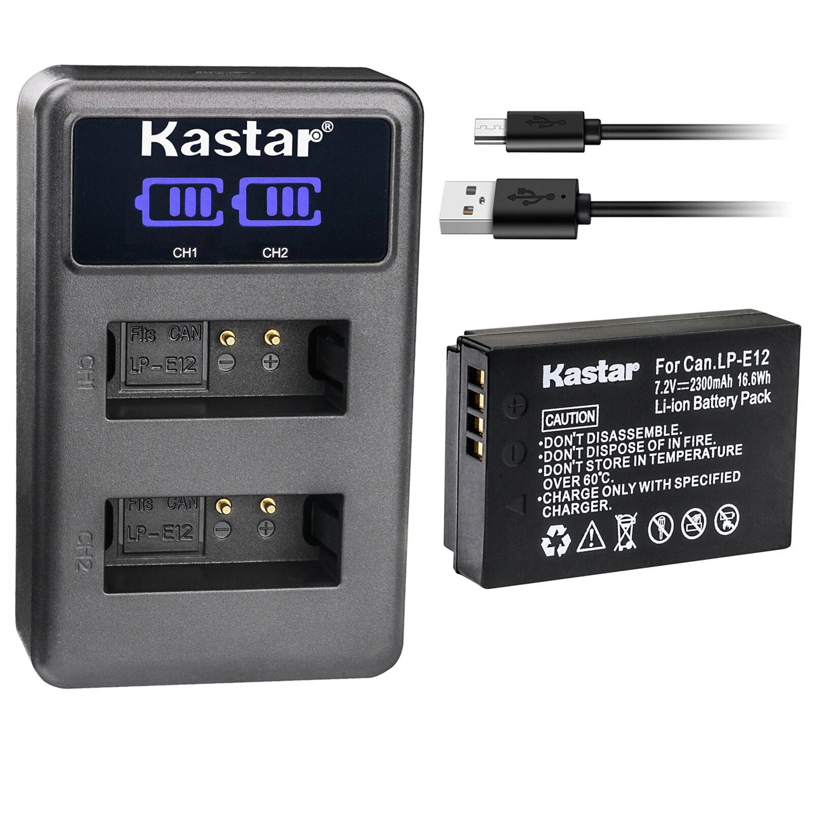 hoek Getalenteerd pellet Kastar 4-Pack LP-E12Battery and LED2 USB Charger Compatible with Canon EOS  100D, EOS M, EOS M2, EOS M10, EOS M50, EOS M50 Mark II, EOS M100, EOS M200,  EOS Rebel SL1, PowerShot