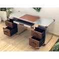 thumbnail image 2 of NauticalMart Aluminum Desk Leather Top Aviator Vintage Home Decor Furniture with Storage Drawers Writing Table, 2 of 6