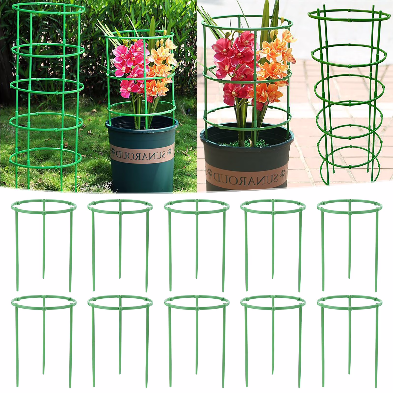 10 Pack 7.87 Inch Plant Support Cages Tomato Cage for Garden- Plant Cages, Tomato Plant Support Stakes Trellis for Pots, Peppers, Cucumbers and Flowers