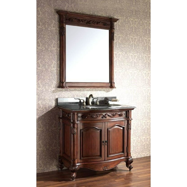 Undermount Sink Mirror, Cherry Wood Bathroom Vanity Mirror
