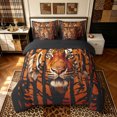 thumbnail image 3 of Manfei Hippie Tiger Queen Bedding, Vintage Animal Print Bedding Comforter Set Queen, Dark Brown Orange, Black Reversible, 7-Piece, 3 of 6