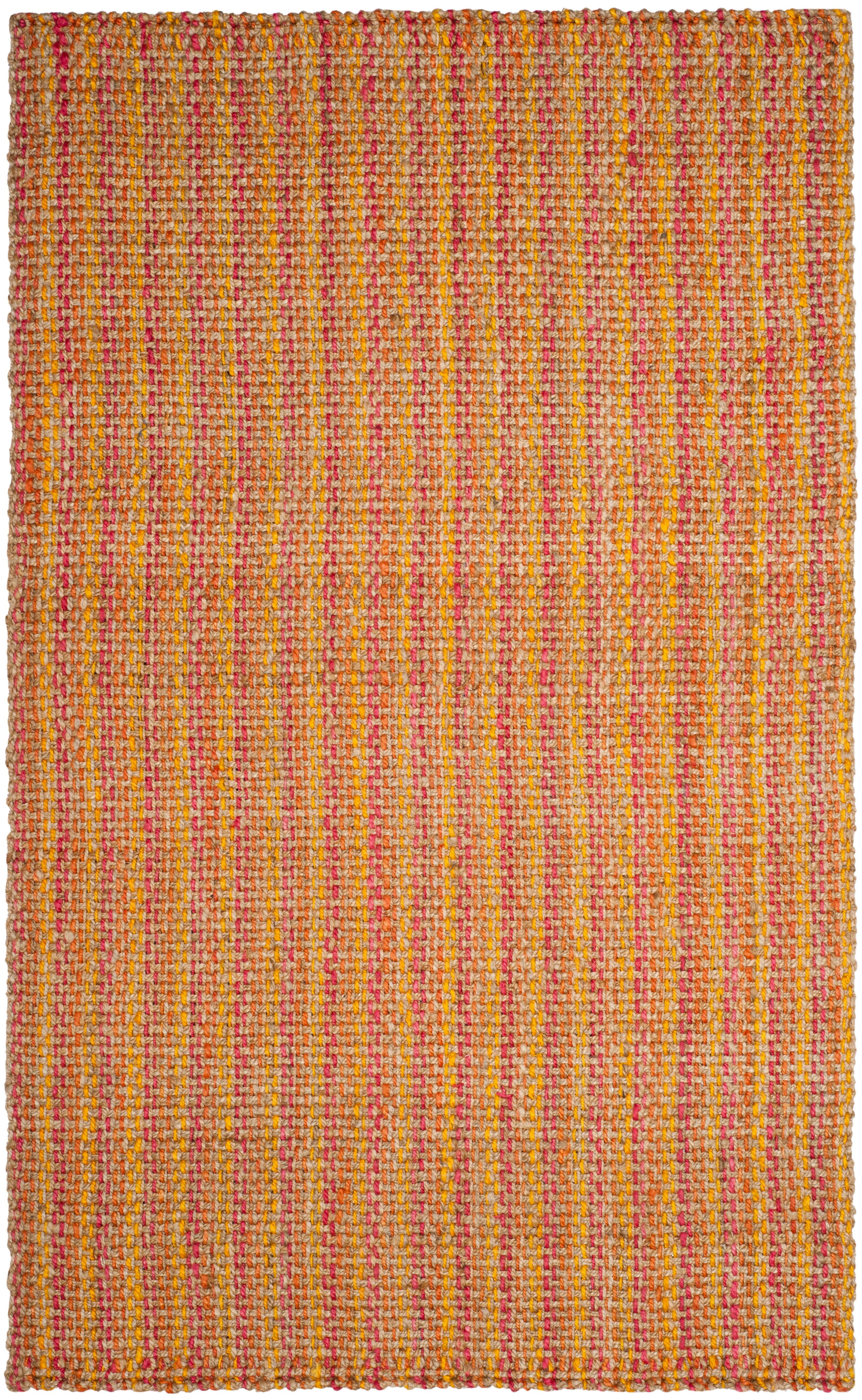 SAFAVIEH Natural Fiber Geraldine Geometric Jute Area Rug, Pink/Multi, 6' x 9'
