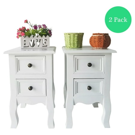 Joyfeel 2pcs Wood Drawers Storage Cabinets With Doors Country Style Two Layer Bedside White 22 62 15 6 Joyfeel 2pcs Wood Drawers Storage Cabinets With Doors Country Style Two Layer Bedside White 22 62 15 6