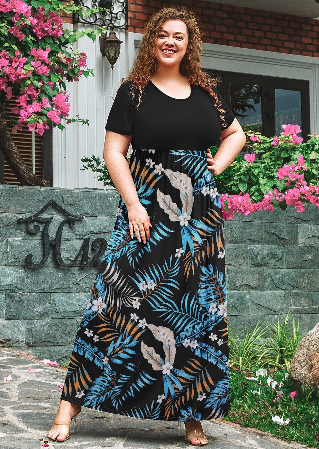SHOWMALL Plus Size Summer Maxi Dress 