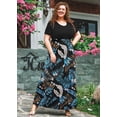 thumbnail image 3 of SHOWMALL Plus Size Summer Maxi Dress for Women Tropical Print 4X Short Sleeve Crewneck Casual Beach Bohemian Full-Length Long Sun Dresses with Pockets, 3 of 7