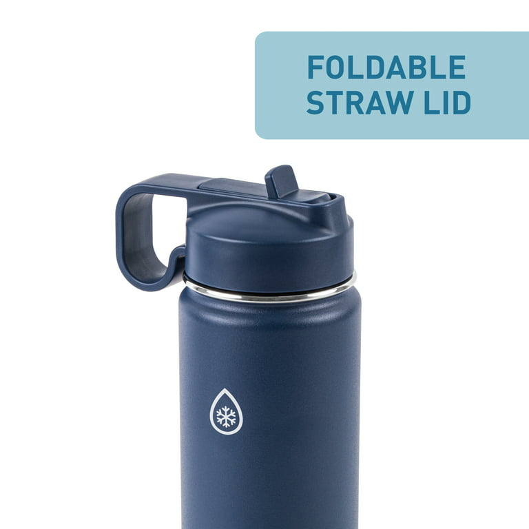 ThermoFlask 22 oz Insulated Stainless Steel Straw Water Bottle, Midnight 