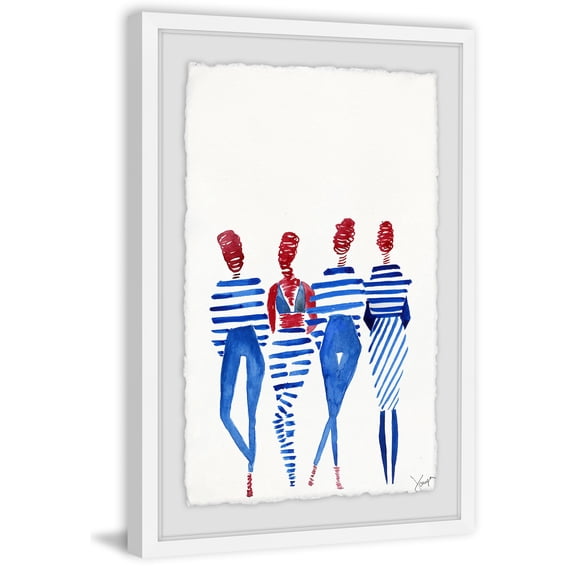 Blue Stripes Framed Painting Art Print