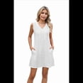 thumbnail image 2 of Vestido de Mujer de Color Liso, Sin Mangas, con Cuello en V y Bolsillos, , Talla XL, 2 of 10