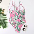 thumbnail image 4 of Gibobby Traje de baño completo mujer Traje de baño con estampado de selva tropical hueca con tirantes para mujer Traje de baño para mujer(Rosa caliente,CH), 4 of 5