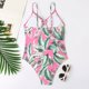 thumbnail image 4 of Gibobby Traje de baño completo mujer Traje de baño con estampado de selva tropical hueca con tirantes para mujer Traje de baño para mujer(Rosa caliente,XL), 4 of 5