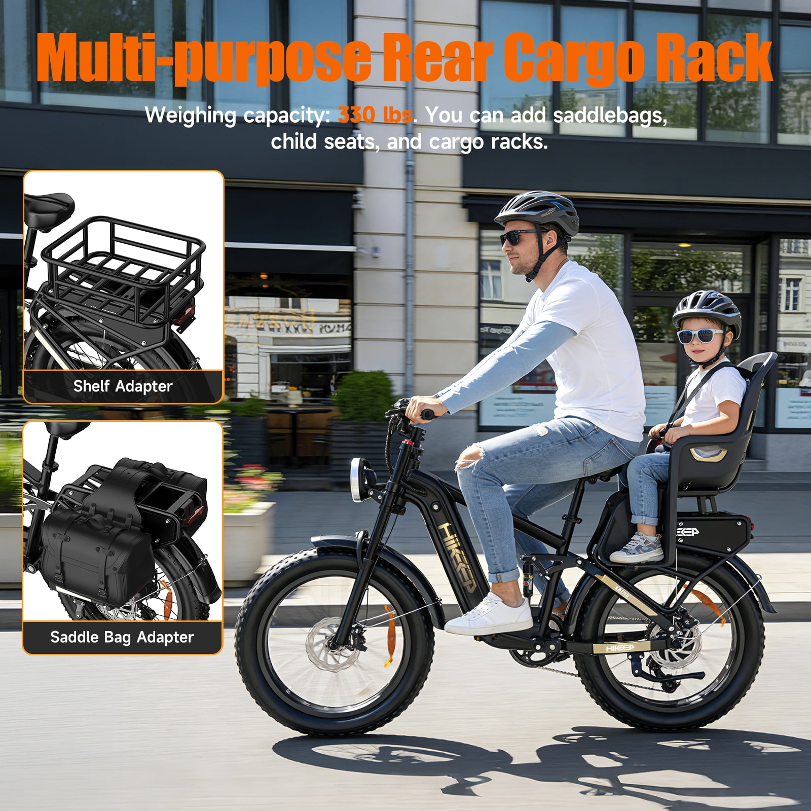 Helokeep 26" Black Fat Tire High Performance Cargo Electric Bike for Men, 4000W Peak 2000W, 40MPH, 48V 25Ah UL2849 Off-Road Ebike