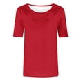 thumbnail image 7 of Crunowin T-Shirts for Women, Casual Daily Short Sleeve Round Neck Tee Tops Red M, 7 of 7