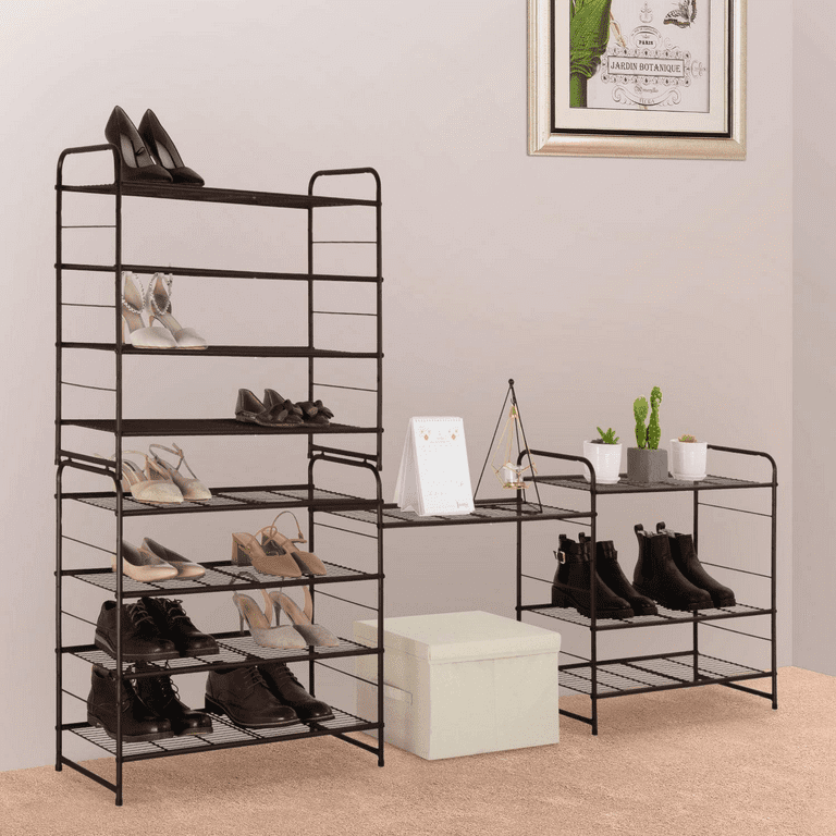 Auledio Shoe Rack, Stackable and Adjustable Multi-Function Wire Grid Shoe  Organizer Storage, Extra Large Capacity, Space Saving, Fits Boots, High  Heels, Slippers and More (3-Tier, Silver) 
