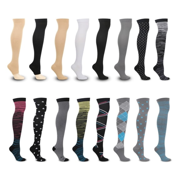 LYMAYTER 1PC Women Compression Socks Knee High Breathable Sock for S-XL Calf Support Running Cycling Socks