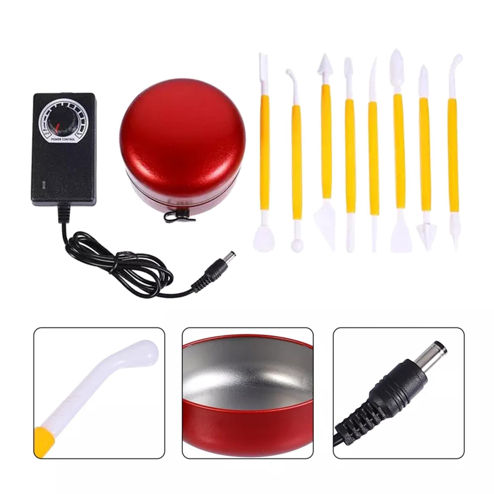GUOOL Mini Pottery Wheel Electric Pottery Small Pottery Forming Table Top Rotating Turntable Clay Tool Tiny Pottery Wheels Accessories Red