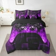 thumbnail image 2 of Castle Fairy Video Game 7pcs Bedding Comforter Set for Teens,Futuristic Cubes Queen Bedding Sets Super Cozy,Black Purple Queen Sheet Sets,Luxury Bedroom Decor, 2 of 8