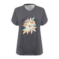 thumbnail image 4 of GaThRRgYP Summer Boho Short Sleeve Blouse - Women's Trendy Top,Women's Oversized V-neck Short Sleeved Solid Summer Base Shirt Sports T-shirt Gray XXXXXL, 4 of 4