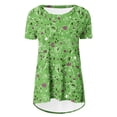 thumbnail image 5 of Georges Hauts d'Été Tendance pour Femmes, Col Rond, Hauts Amples, Blouse Décontractée à Imprimé, Manches Courtes, 5 of 5