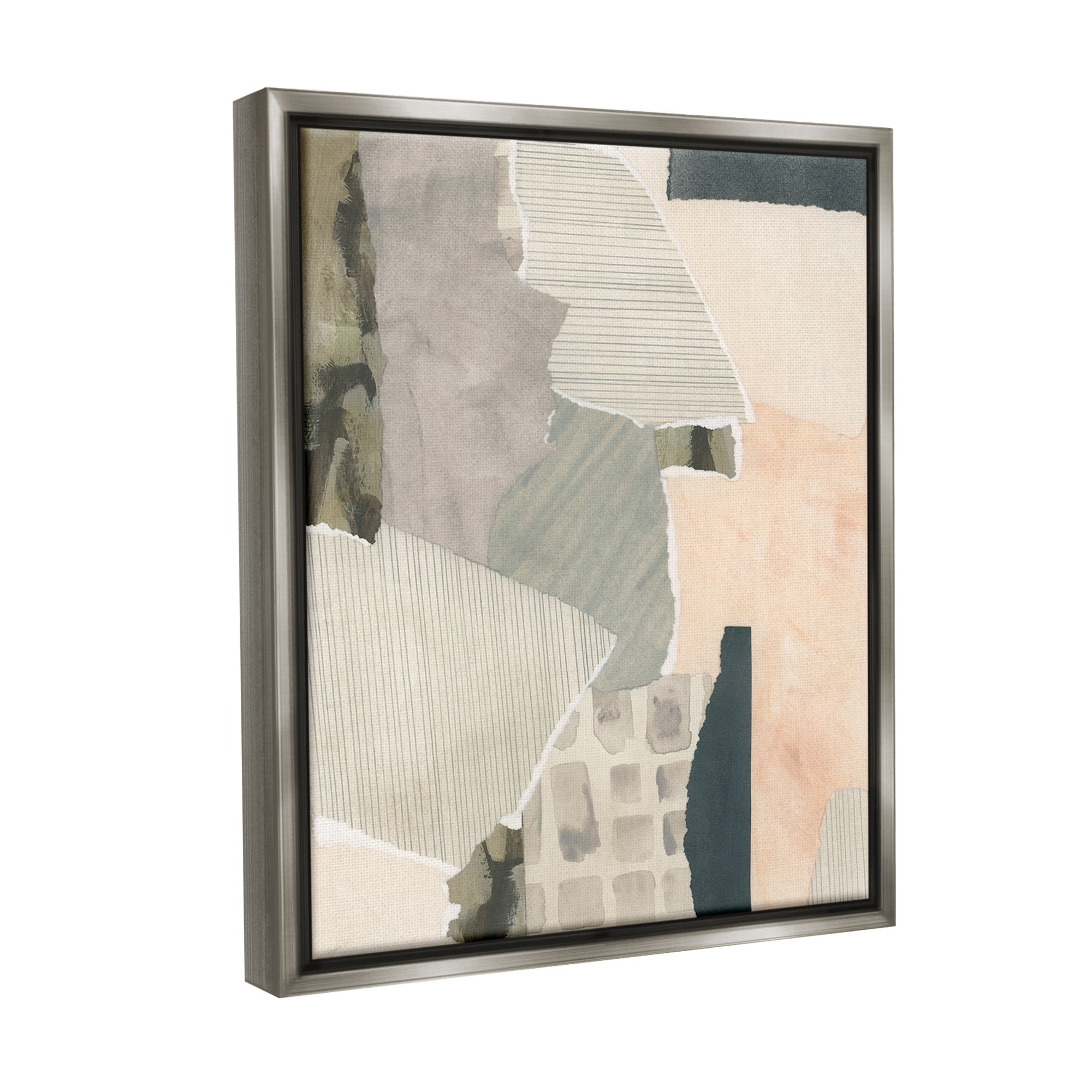 Stupell Industries Asymmetric Neutral Patterns Abstract Painting Gray Floater Framed Canvas Art Print Wall Art, 25 x 31