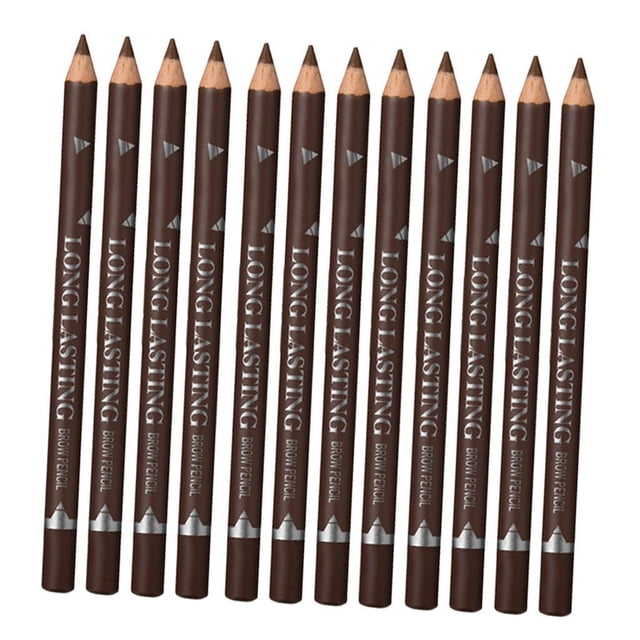Conjunto de 12pcs Duradero Lápiz de Cejas a Prueba Agua, Herramientas de Maquillaje Uso profesion - color marrón Sunnimix Lápiz de maquillaje de cejas