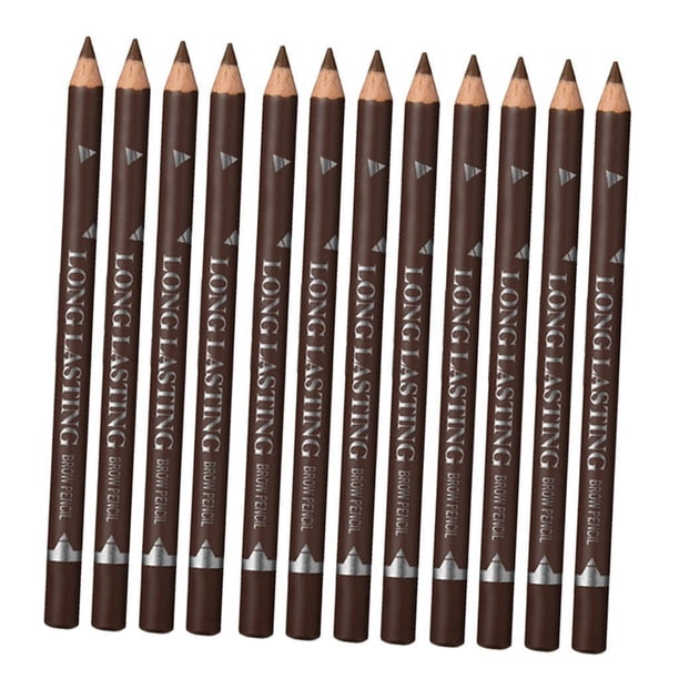 Conjunto de 12pcs Duradero Lápiz de Cejas a Prueba Agua, Herramientas de Maquillaje Uso profesion - color marrón Sunnimix Lápiz de maquillaje de cejas