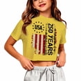 thumbnail image 4 of Confree Kids Girls 4Th Of July Tshirt 250Th Years Patriotic Print Short Sleeved Round Neck Tee Shirts Summer Independent Day Fashion Soft For Girls Tops Size 13-14 Years Yellow, 4 of 4