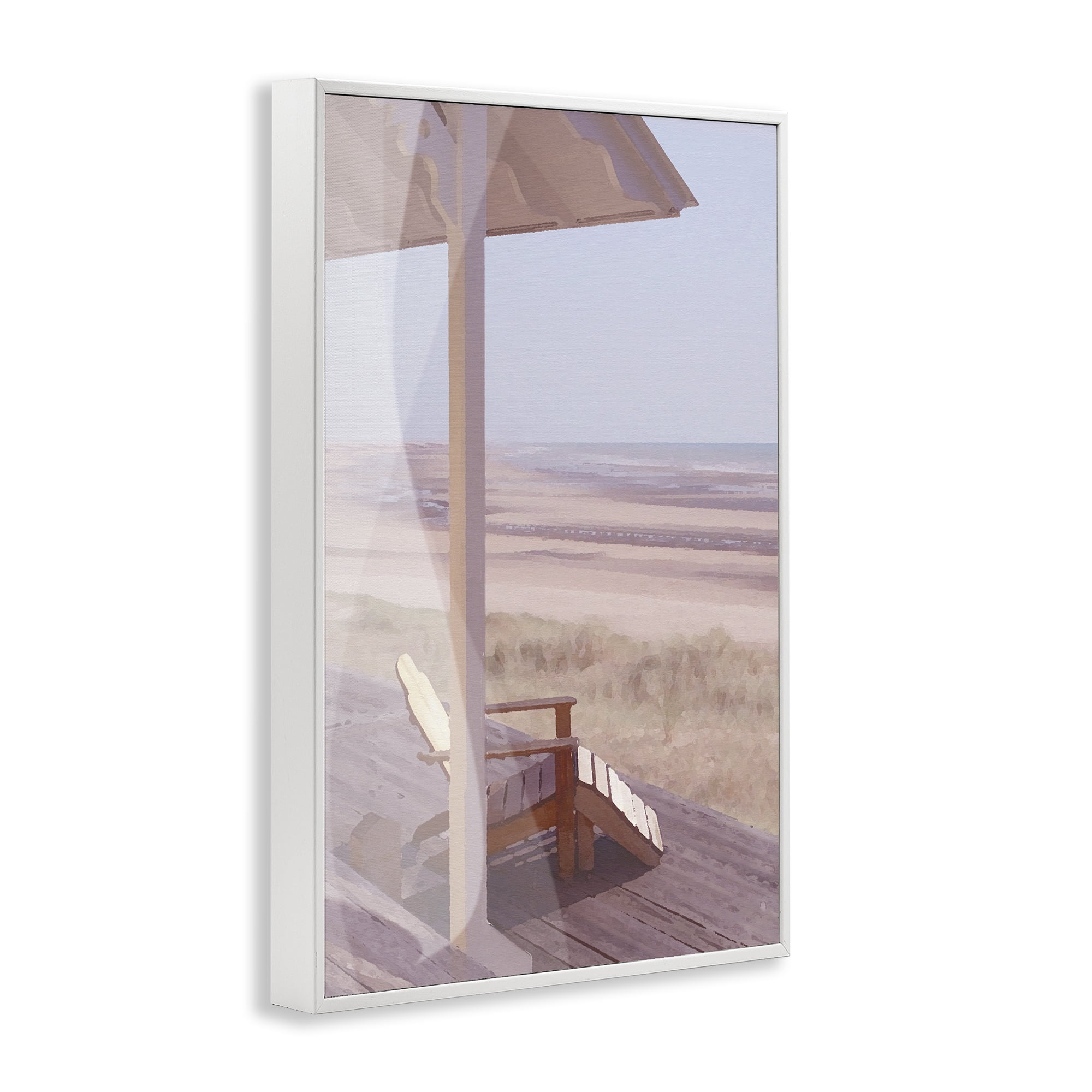 Stupell Industries Hamptons Beach House Landscape Painting White Framed Art Print Wall Art, 16 x 24