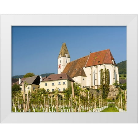 Zwick, Martin 14x12 White Modern Wood Framed Museum Art Print Titled - Church Heiliger Mauritius-Saint Maurice-Historic village Spitz-UNESCO World Heritage Site-Austria