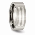 thumbnail image 5 of Titanium Flat 8mm Men's 925 Sterling Silver-Inlay Matte Brushed Finish Wedding Band Ring Size 9.5, 5 of 8