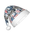 thumbnail image 2 of Honeii Flamingo And Zebra Print Hat Santa Claus Hat For Xmas Party, Christmas Caps For Boys Girls Child,Christmas Beanie, 2 of 6
