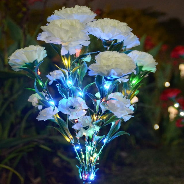 Solar Lights Abkshine con 21 flores para jardín de claveles artificiales