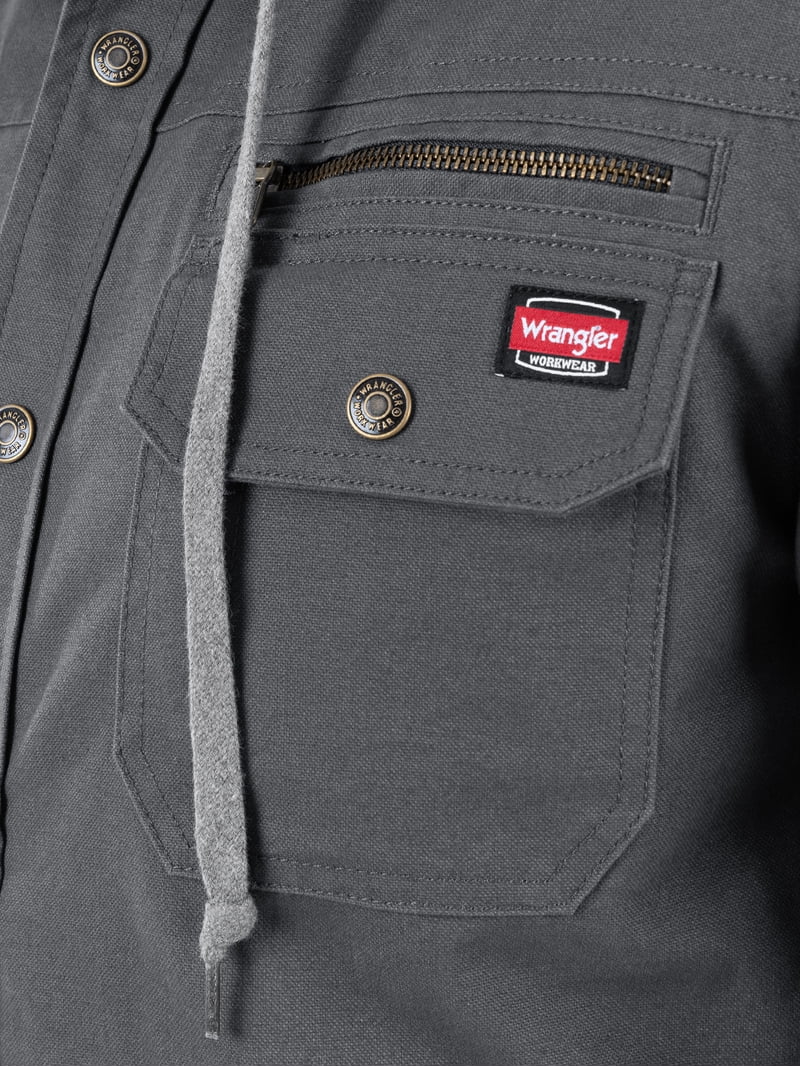 Wrangler Men's Hooded Quilted Canvas Shirt Jacket, Small to 3XL