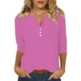 thumbnail image 4 of ZJXFGS Tunic Tops for Women Loose Fit Dressy Peplum Tops for Women Long Sleeve Undershirt for Women Plus Size Women Blouses Womens Fall Tees Women Blouses Womens Plus Size Tops Pink XL, 4 of 7