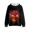 thumbnail image 2 of Uorisanigo Zip Up Sweatshirt Cropped Hoodies Lightweight Kids Red Fire Skull Jacket Casual Long Sleeve Hooded Sweatshirt Coat with Pockets Fall Outfits Trendy Clothes, 2 of 7