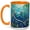 Orange, variant on Stained Glass Sea Turtle Coffee Mug, Ocean Turtle Mug, Ceramic Cup